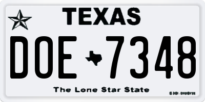 TX license plate DOE7348