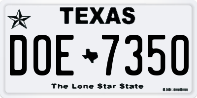TX license plate DOE7350