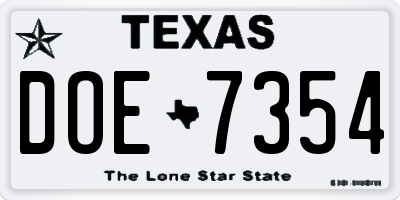 TX license plate DOE7354