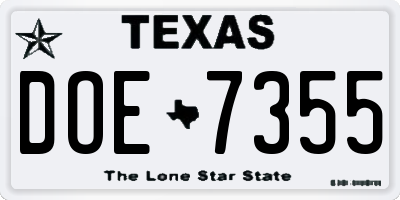 TX license plate DOE7355