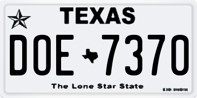 TX license plate DOE7370