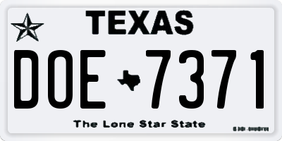 TX license plate DOE7371