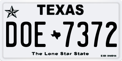 TX license plate DOE7372