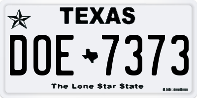 TX license plate DOE7373