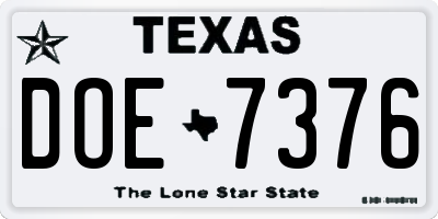 TX license plate DOE7376