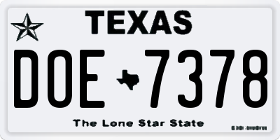 TX license plate DOE7378