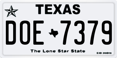 TX license plate DOE7379