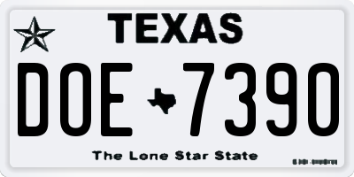 TX license plate DOE7390