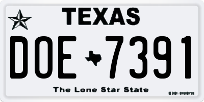 TX license plate DOE7391