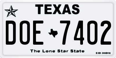 TX license plate DOE7402