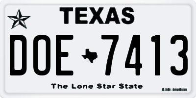 TX license plate DOE7413