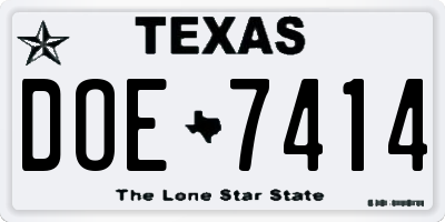TX license plate DOE7414