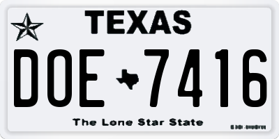TX license plate DOE7416