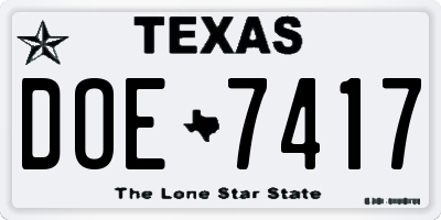 TX license plate DOE7417