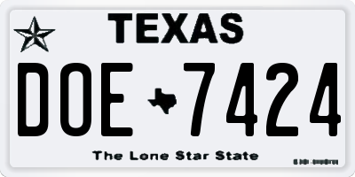 TX license plate DOE7424