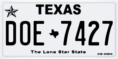 TX license plate DOE7427