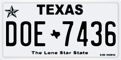 TX license plate DOE7436