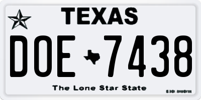 TX license plate DOE7438