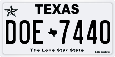 TX license plate DOE7440