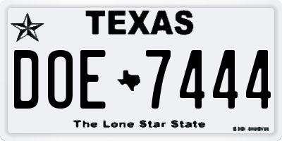 TX license plate DOE7444