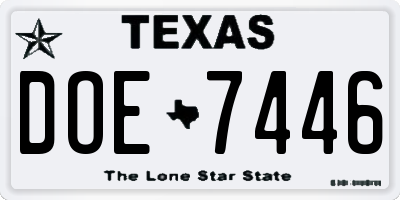 TX license plate DOE7446