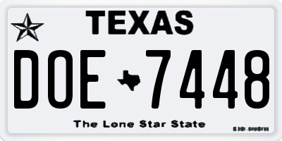 TX license plate DOE7448