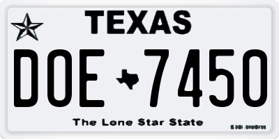 TX license plate DOE7450