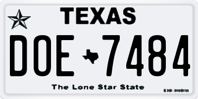 TX license plate DOE7484