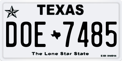 TX license plate DOE7485