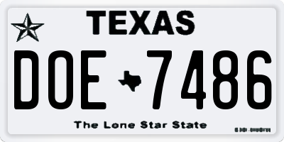 TX license plate DOE7486