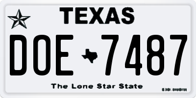 TX license plate DOE7487