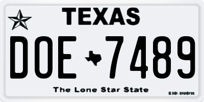 TX license plate DOE7489