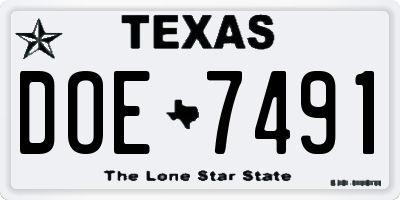 TX license plate DOE7491