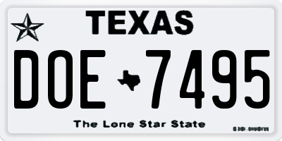 TX license plate DOE7495