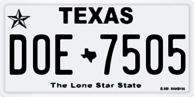 TX license plate DOE7505
