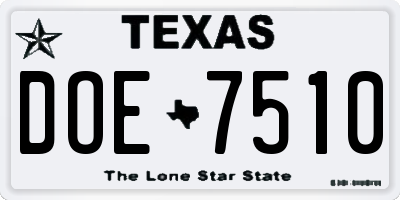 TX license plate DOE7510
