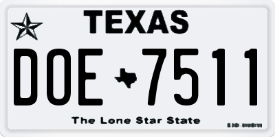 TX license plate DOE7511