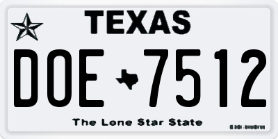 TX license plate DOE7512