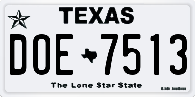 TX license plate DOE7513