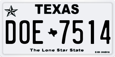 TX license plate DOE7514