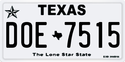 TX license plate DOE7515