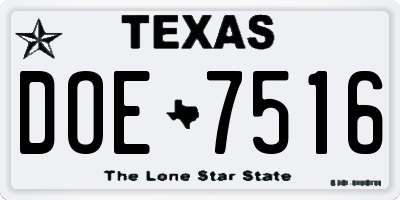 TX license plate DOE7516