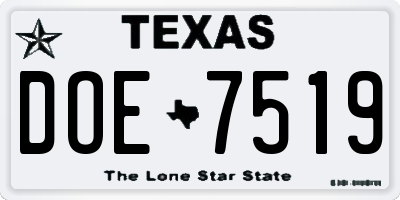 TX license plate DOE7519