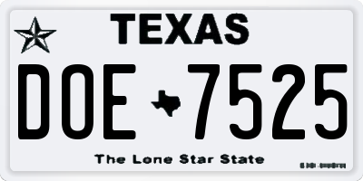TX license plate DOE7525