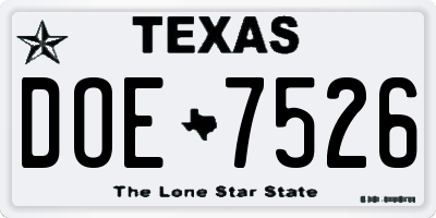 TX license plate DOE7526