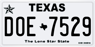 TX license plate DOE7529