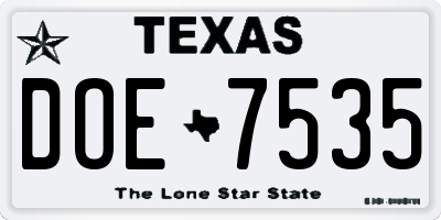 TX license plate DOE7535
