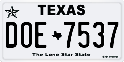 TX license plate DOE7537