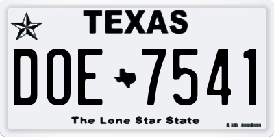 TX license plate DOE7541
