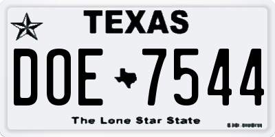 TX license plate DOE7544